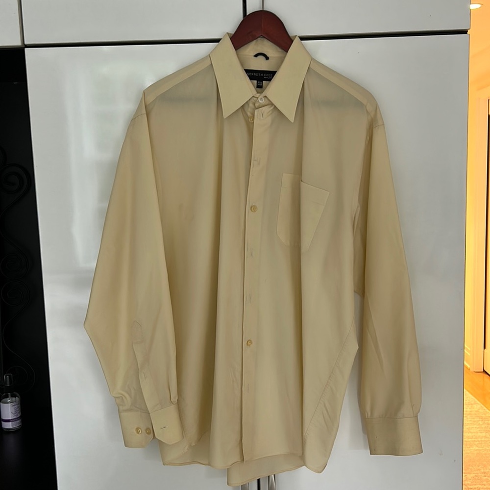 Light yellow Kenneth Cole button down shirt, neck size 16.5